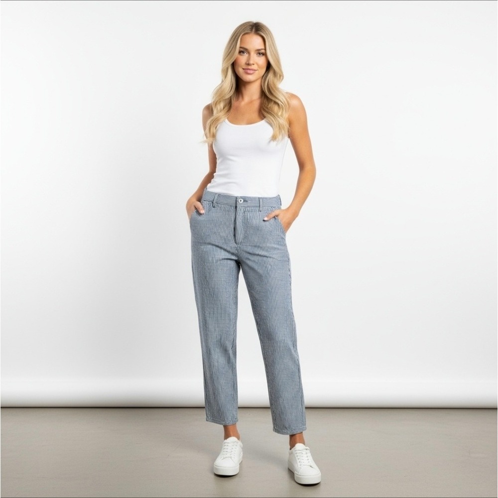 Marni Denim Edition Railroad-Stripe Pants - Blue/White - Size: US 27